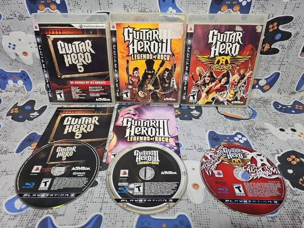 Guitar Hero 5 / 3 / Aerosmith (Sony PlayStation 3 PS3) 3-Pack CLEANED/TESTED VG